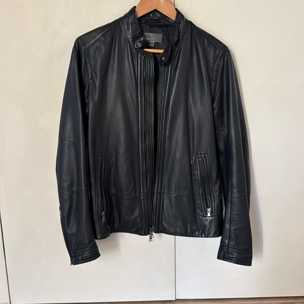 Vince Men’s Genuine Leather Black Jacket